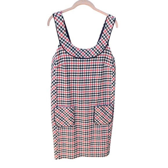 Trina Turk Womens Pink Black Houndstooth Dress Size 10 Academia Pockets Twee - Picture 1 of 6